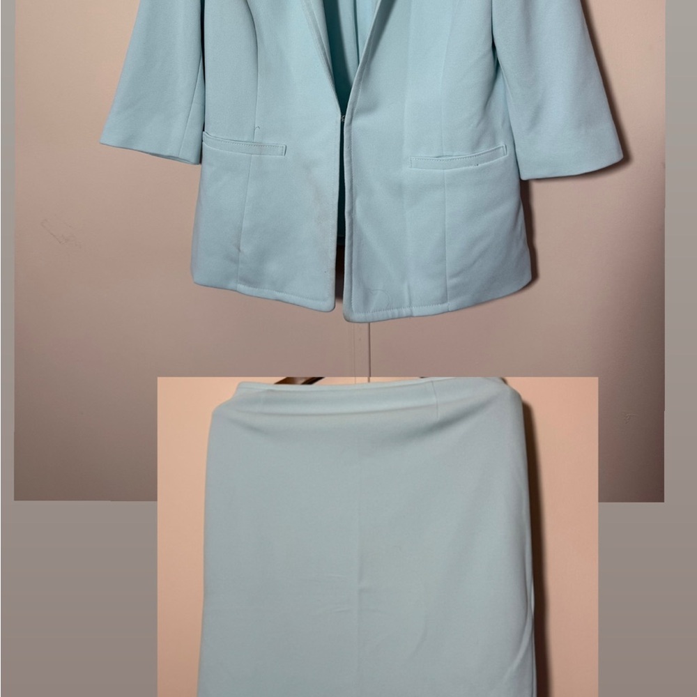 Calvin Klein Light Blue Blazer and Skirt Set